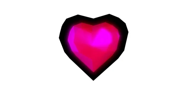 Glühend Rotes Herz Mit Dunklen Rändern Auf Weißem Hintergrund — Stockfoto