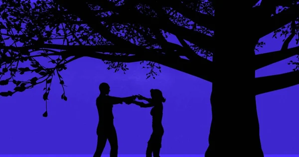 Oğlan kıza evlenme teklif eder ve yıldızlarla dolu bir ağacın altında onu öper.