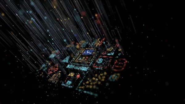 Büyük Veri Bulutu Soyut 3D görüntüleme ve 3D illüstrasyon hesaplıyor