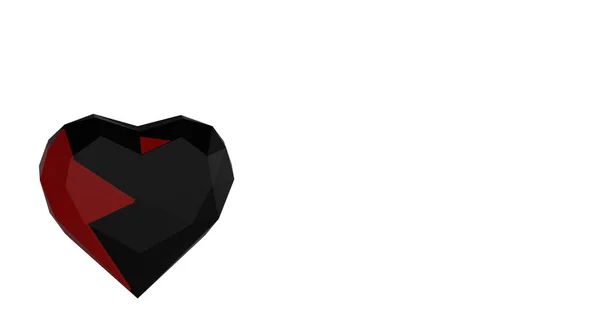Beyaz arkaplanda kalp şeklinde kırmızı ve siyah elmas