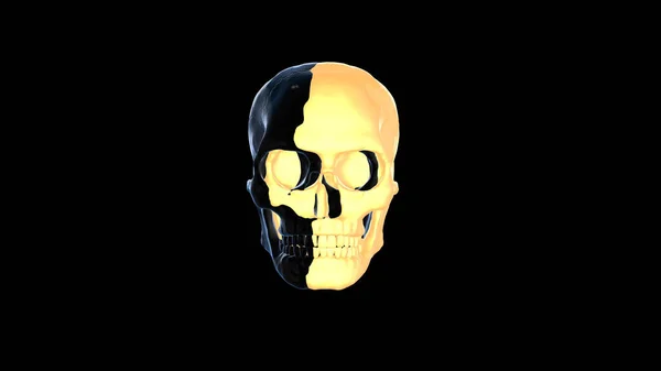 Skull Made Gold Sparkling Black Material Rendering Illustration — Stock Photo, Image