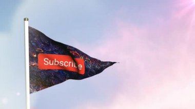 Boyalı Sanatsal Abone Bayrağı Üçgen şekilli Gerçekçi Bayrak 3D Yapılandırma ve 3D Görüntü