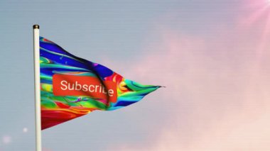 Boyalı Sanatsal Abone Bayrağı Üçgen şekilli Gerçekçi Bayrak 3D Yapılandırma ve 3D Görüntü