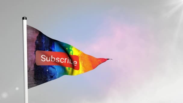 Painted Artistic Subscribe Flag Triangular Shape Realistic Flag Rendering Illustration — Stock video