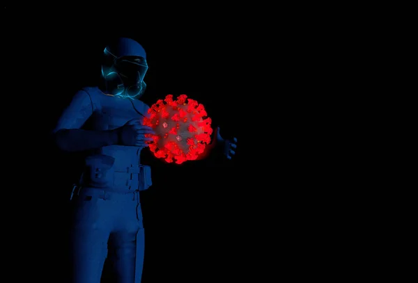 Covid-19 virüsü, Coronavirus 3 boyutlu illüstrasyon ve 3 boyutlu canlandırmayı gösteren bir virüs uzmanı.