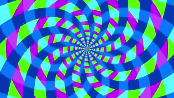 Bewegende Achtergrond Van Multi Gekleurde Convergerende Spiralen — Stockvideo