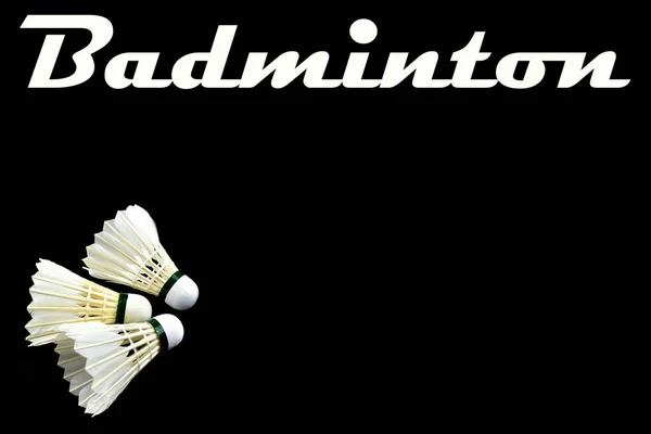 Badminton Poster Black Background White Elements — Stock Photo, Image