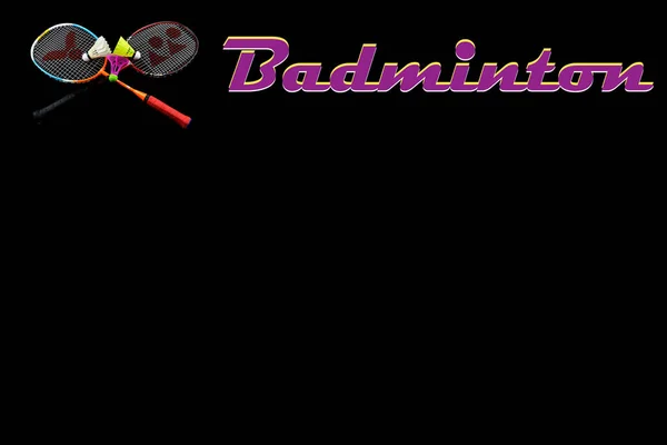 Badminton Poster Mit Schwarzem Hintergrund Schläger Und Federbälle — Stockfoto