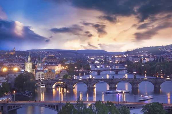 Hermosa Vista Del Puente Carlos Ciudad Vieja Ciudad Vieja Torre — Foto de Stock