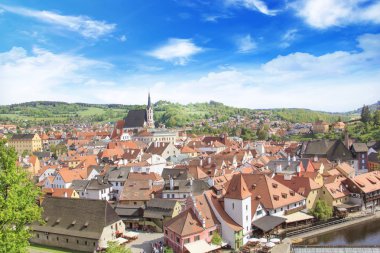 Güzel manzara, tarihi merkezi, Cesky Krumlov, Çek Cumhuriyeti