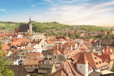 Güzel manzara, tarihi merkezi, Cesky Krumlov, Çek Cumhuriyeti