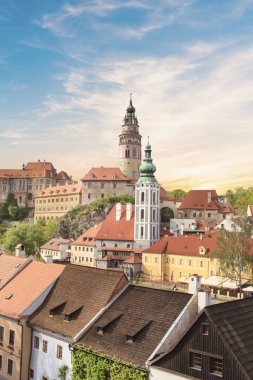 Güzel manzara, tarihi merkezi, Cesky Krumlov, Çek Cumhuriyeti