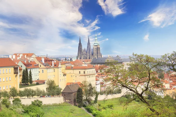 Hermosa Vista Catedral San Vito Castillo Praga Mala Strana Praga —  Fotos de Stock