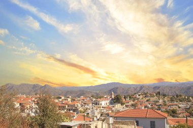 Güzel bir esnaf Lefkara, Kıbrıs pitoresk köy manzarası