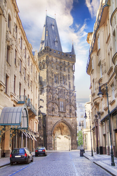 Powder tower in the center of Prague, Czech Republic