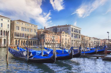 Güzel manzara, gondol ve Grand Canal, Venice, İtalya