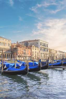 Güzel manzara, gondol ve Grand Canal, Venice, İtalya