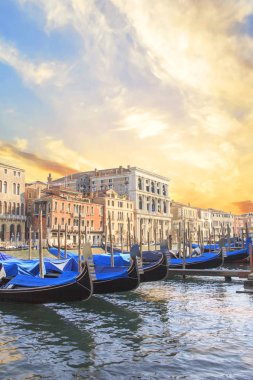 Güzel manzara, gondol ve Grand Canal, Venice, İtalya