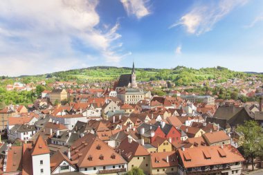 Güzel manzara, tarihi merkezi, Cesky Krumlov, Çek Cumhuriyeti