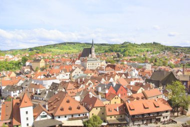 Güzel manzara, tarihi merkezi, Cesky Krumlov, Çek Cumhuriyeti