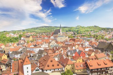 Güzel manzara, tarihi merkezi, Cesky Krumlov, Çek Cumhuriyeti
