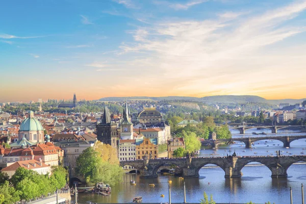 Vacker Utsikt Över Karlsbron Gamla Stan Och Old Town Tower — Stockfoto