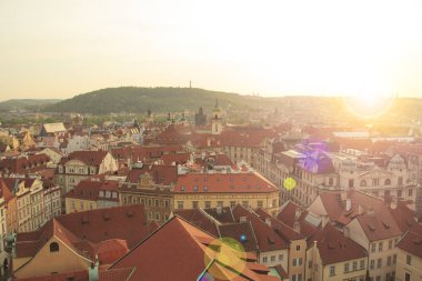 Güzel manzarasına kiremitli çatıları, Prag'ın tarihi bölgesinde, Çek Cumhuriyeti