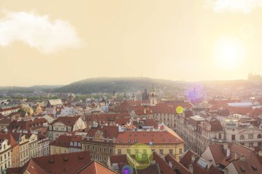 Güzel manzarasına kiremitli çatıları, Prag'ın tarihi bölgesinde, Çek Cumhuriyeti