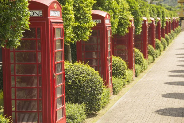 Decorative English phone booths in Nong Nooch Tropical Park, Pattaya Thailand