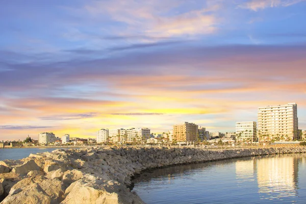 Vacker Utsikt Över Huvudgatan Larnaca Och Phinikoudes Beach Cypern — Stockfoto