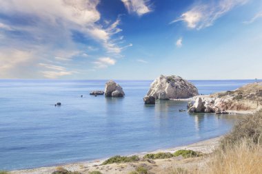 Kıbrıs Afrodit'in doğum yeri güzel manzarasına. Petra tu Romiou, Aphrodite taş