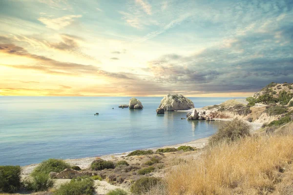 Krásný Pohled Rodišti Aphrodite Kypru Petra Romiou Stone Aphrodite — Stock fotografie