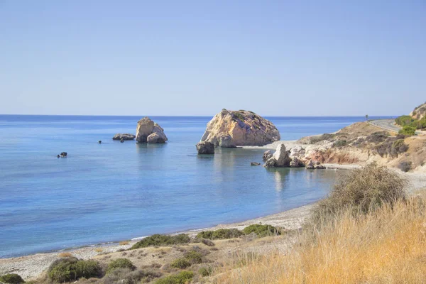 Kıbrıs Afrodit Doğum Yeri Güzel Manzarasına Petra Romiou Aphrodite Taş — Stok fotoğraf