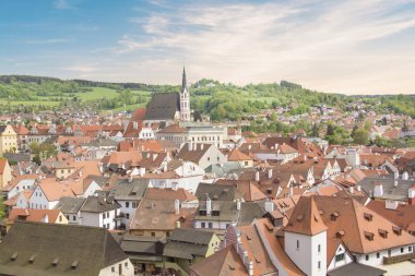 Güzel manzara, tarihi merkezi, Cesky Krumlov, Çek Cumhuriyeti