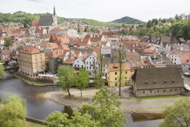 Güzel manzara, tarihi merkezi, Cesky Krumlov, Çek Cumhuriyeti