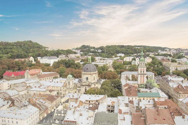 Hermosa Vista Catedral Dominicana Iglesia Asunción Centro Histórico Lviv Ucrania —  Fotos de Stock