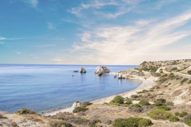 Kıbrıs Afrodit'in doğum yeri güzel manzarasına. Petra tu Romiou, Aphrodite taş