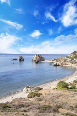 Kıbrıs Afrodit'in doğum yeri güzel manzarasına. Petra tu Romiou, Aphrodite taş