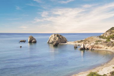 Kıbrıs Afrodit'in doğum yeri güzel manzarasına. Petra tu Romiou, Aphrodite taş