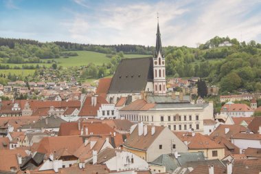 Güzel manzara, tarihi merkezi, Cesky Krumlov, Çek Cumhuriyeti