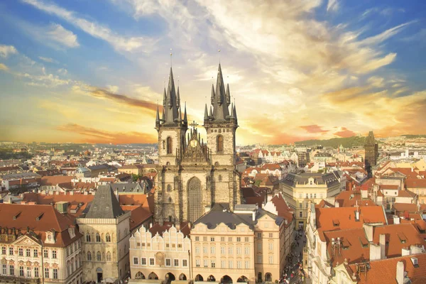 Beautiful View Old Town Square Tyn Church Prague Czech Republic — Stock Photo, Image