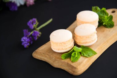 Tatlı olarak kurabiye ve nane, sağlıklı organik yaz tatlısı. Yaratıcı atmosfer dekorasyonu.