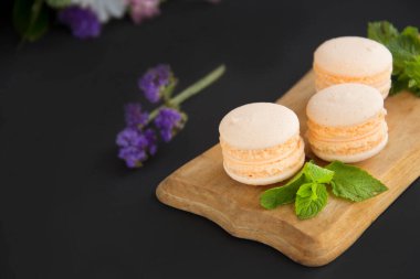 Tatlı olarak kurabiye ve nane, sağlıklı organik yaz tatlısı. Yaratıcı atmosfer dekorasyonu.