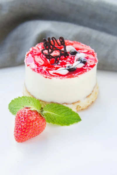 Italian Dessert Panna Cotta Strawberries — Stock Photo, Image