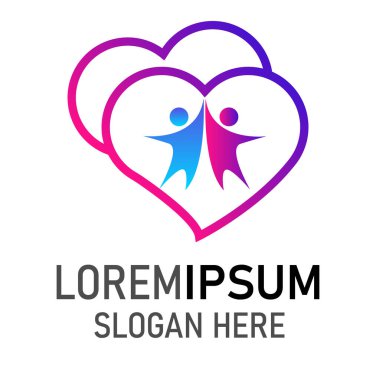Toplum insanları sosyal logo tasarımı vektör şablonu Şirket logosu Tıbbi Kalp logosu