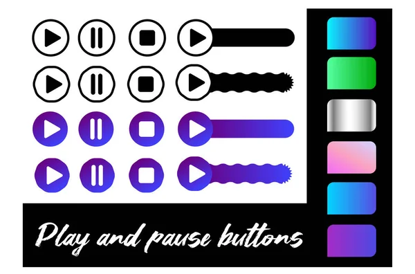 Кнопки Відтворення Паузи Векторний Дизайн Ілюстрації Піктограм Video Audio Player — стоковий вектор