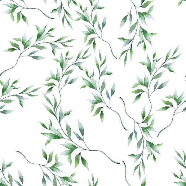 Bright seamless pattern with leaves. Watercolor illustration. — Stock Photo, Image