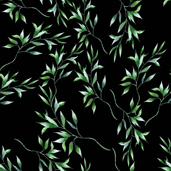 Helles nahtloses Muster mit Blättern. Aquarellillustration. — Stockfoto