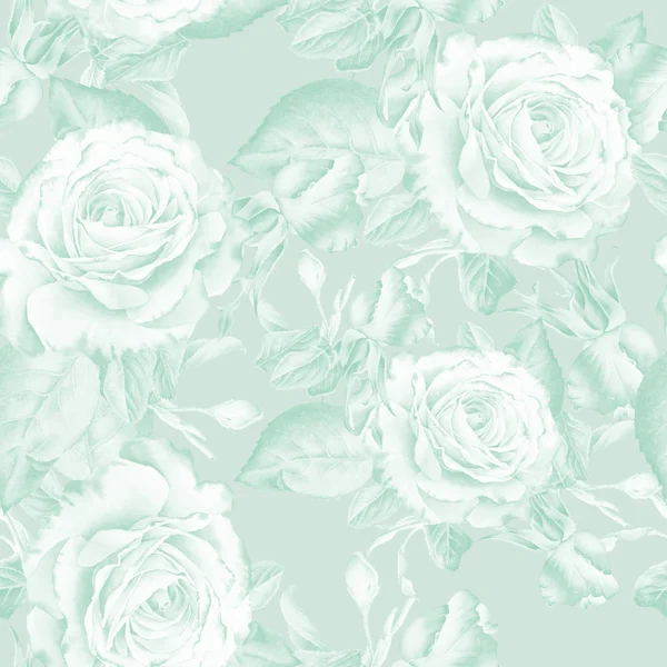 Bright seamless pattern with flowers. Rose. Watercolor illustration. — Stock Photo, Image