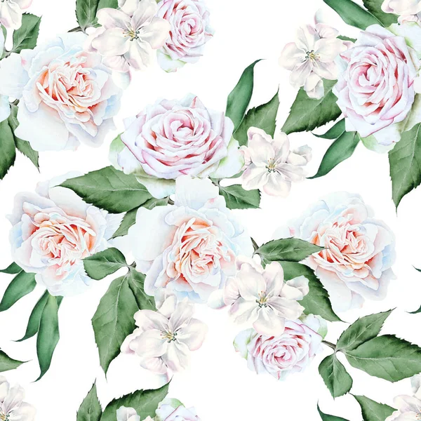 Padrão Sem Costura Brilhante Com Flores Rose Desenhado Mão — Fotografia de Stock